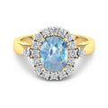 Genuine Diamond and Aquamarine Halo Ring by Fine Color Jewels