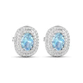 Genuine Diamond and Aquamarine Oval Stud Earrings by Fine Color Jewels