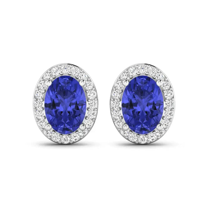 Genuine Diamond and Tanzanite Studs by Fine Color Jewels