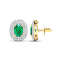 Genuine Diamond and Zambian Emerald 14k Gold Studs by Fine Color Jewels