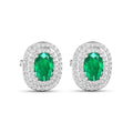 Genuine Diamond and Zambian Emerald 14k Gold Studs by Fine Color Jewels