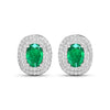 Genuine Diamond and Zambian Emerald 14k Gold Studs