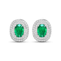 Genuine Diamond and Zambian Emerald 14k Gold Studs by Fine Color Jewels