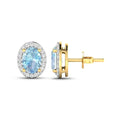 Genuine Diamond Aquamarine Studs Earrings by Fine Color Jewels