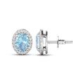 Genuine Diamond Aquamarine Studs Earrings by Fine Color Jewels