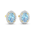 Genuine Diamond Aquamarine Studs Earrings by Fine Color Jewels