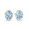 Genuine Diamond Aquamarine Studs Earrings by Fine Color Jewels
