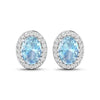 Genuine Diamond Aquamarine Studs Earrings