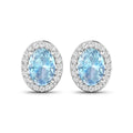 Genuine Diamond Aquamarine Studs Earrings by Fine Color Jewels