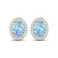 Genuine Diamond Aquamarine Studs Earrings by Fine Color Jewels