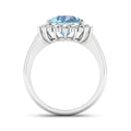 Genuine Diamond Aquamarine Teardrop Engagement Ring by Fine Color Jewels