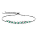 Genuine Emerald and White Topaz Bolo Bracelet by Fine Color Jewels