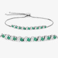 Genuine Emerald and White Topaz Bolo Bracelet by Fine Color Jewels