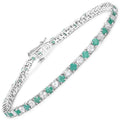 Genuine Emerald and White Topaz Tennis Bracelet by Fine Color Jewels