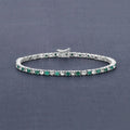 Genuine Emerald and White Topaz Tennis Bracelet by Fine Color Jewels