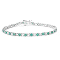 Genuine Emerald and White Topaz Tennis Bracelet by Fine Color Jewels