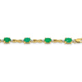 Genuine Emerald Diamond Bracelets 14K Yellow Gold by Fine Color Jewels