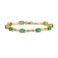 Genuine Emerald Diamond Bracelets 14K Yellow Gold by Fine Color Jewels