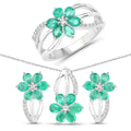 Genuine Emerald Jewelry Set by Fine Color Jewels