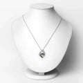 Genuine Emerald Prong Silver Double Heart Pendant Necklace by Fine Color Jewels