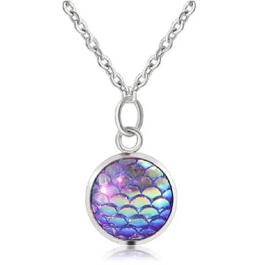 Genuine Fish Scales Rainbow Holographic Sequins Charm Pendant Chain Necklace Silver Filled High Polish Finsh by DailySale
