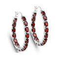 Genuine Garnet Hoop Earrings by Fine Color Jewels
