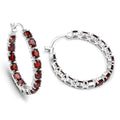 Genuine Garnet Hoop Earrings by Fine Color Jewels
