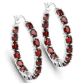 Genuine Garnet Hoop Earrings by Fine Color Jewels
