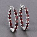 Genuine Garnet Hoop Earrings by Fine Color Jewels