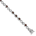 Genuine Garnet Silver Link Infinity Heart Bracelet by Fine Color Jewels