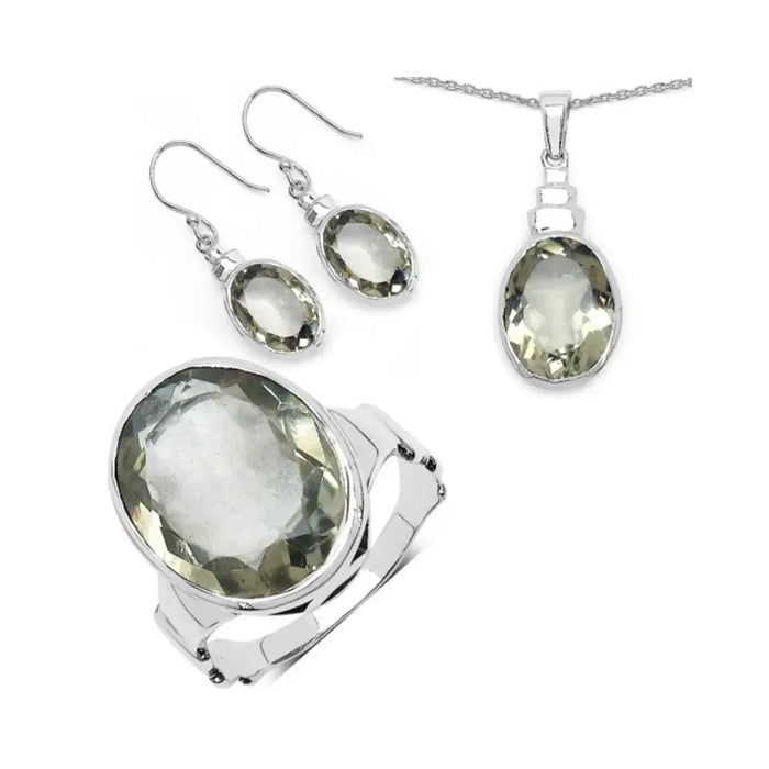Genuine Green Amethyst Jewelry Set by Fine Color Jewels