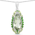 Genuine Green Amethyst Necklace by Fine Color Jewels