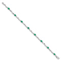 Genuine Green Emerald and Diamond Twisted Link 7 inch Bracelet by Fine Color Jewels