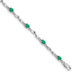 Genuine Green Emerald and Diamond Twisted Link 7 inch Bracelet by Fine Color Jewels
