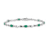 Genuine Green Emerald and Diamond Twisted Link 7 inch Bracelet