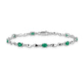 Genuine Green Emerald and Diamond Twisted Link 7 inch Bracelet by Fine Color Jewels