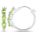 Genuine Green Peridot and Diamond Hoop Earrings by Fine Color Jewels