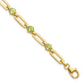 Genuine Green Peridot Paper Clip Sterling Silver Bracelet by Fine Color Jewels