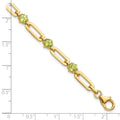 Genuine Green Peridot Paper Clip Sterling Silver Bracelet by Fine Color Jewels