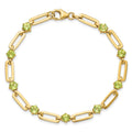 Genuine Green Peridot Paper Clip Sterling Silver Bracelet by Fine Color Jewels