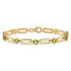 Genuine Green Peridot Paper Clip Sterling Silver Bracelet