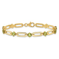 Genuine Green Peridot Paper Clip Sterling Silver Bracelet by Fine Color Jewels