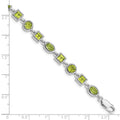 Genuine Green Peridot Sterling Silver Link Bracelets by Fine Color Jewels