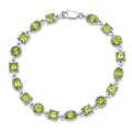 Genuine Green Peridot Sterling Silver Link Bracelets by Fine Color Jewels