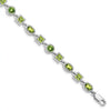 Genuine Green Peridot Sterling Silver Link Bracelets