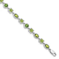 Genuine Green Peridot Sterling Silver Link Bracelets by Fine Color Jewels
