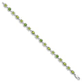 Genuine Green Peridot Sterling Silver Link Bracelets by Fine Color Jewels