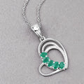 Genuine Heart Shape Emerald Necklace by Fine Color Jewels
