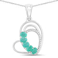 Genuine Heart Shape Emerald Necklace by Fine Color Jewels