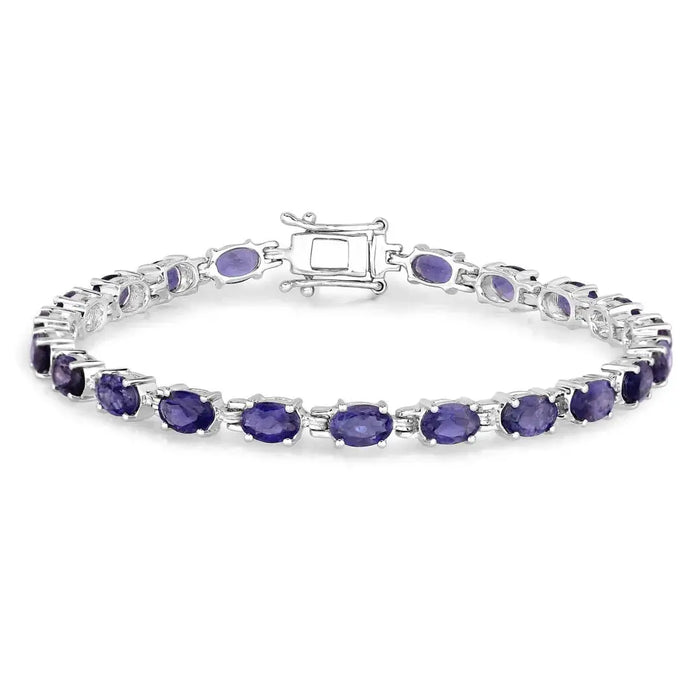 Genuine Iolite Silver Tennis Bracelet by Fine Color Jewels